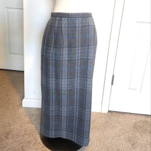 Vintage Pendleton Gray & Blue plaid 100% virgin Wool Skirt 8 petite midi USA